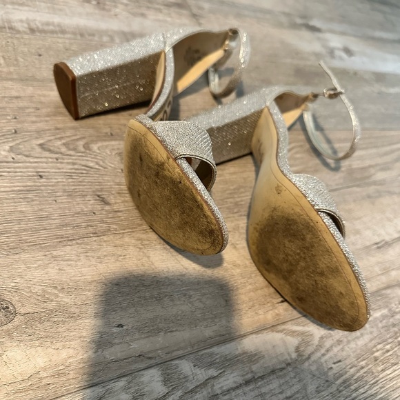 Sam Edelman | Silver Sparkle Ankle Strap Sandal Heel - Picture 6 of 7